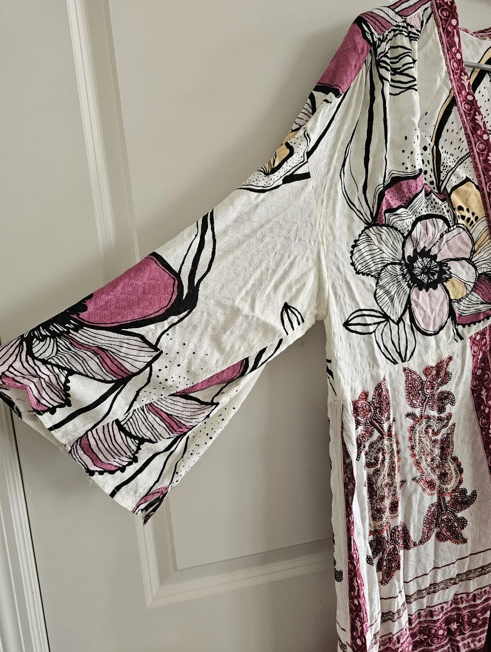 Free People C'est Moi Mixed Print Maxi Kimono - Picture 6 of 7